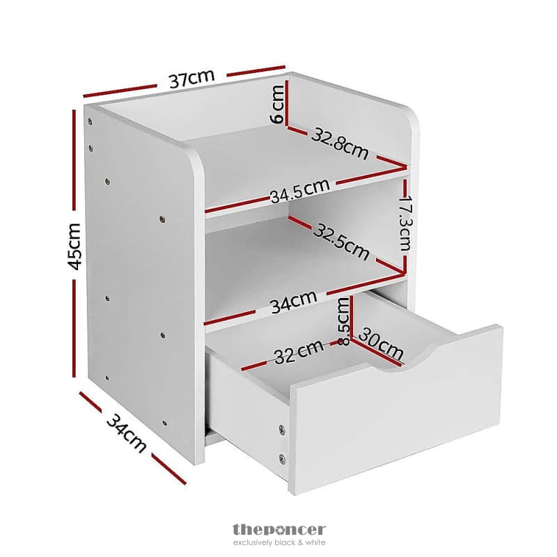 BEDSIDE TABLE SIDE NIGHTSTAND STORAGE DRAWER SHELF BEDROOM