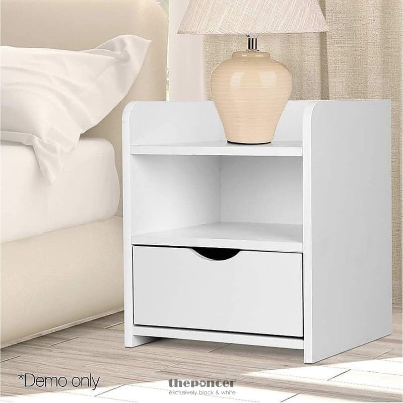 BEDSIDE TABLE SIDE NIGHTSTAND STORAGE DRAWER SHELF BEDROOM