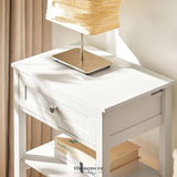 BEDSIDE TABLE WITH DRAWER SHELVES