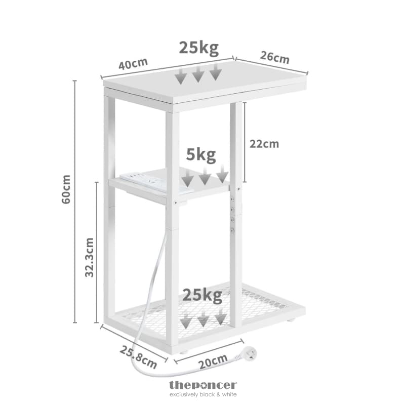 BEDSIDE TABLE WITH POWER - CHIC LOOK WHITE