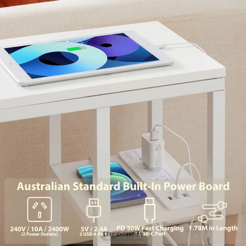 BEDSIDE TABLE WITH POWER - CHIC LOOK WHITE