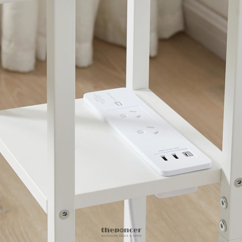 BEDSIDE TABLE WITH POWER - CHIC LOOK WHITE