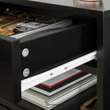 BLACK BEDSIDE TABLE WITH 2 DRAWERS