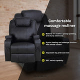 BLACK MASSAGE SOFA CHAIR RECLINER 360 DEGREE SWIVEL PU