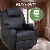 BLACK MASSAGE SOFA CHAIR RECLINER 360 DEGREE SWIVEL PU