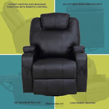 BLACK MASSAGE SOFA CHAIR RECLINER 360 DEGREE SWIVEL PU