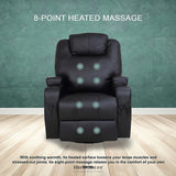 BLACK MASSAGE SOFA CHAIR RECLINER 360 DEGREE SWIVEL PU