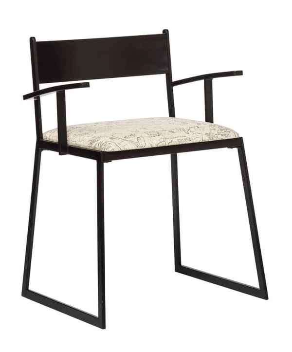 BLACK METAL DINING CHAIRS WITH UPHOLSTERED SEAT - SET OF 2