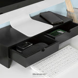 BLACK MONITOR STAND DESK ORGANIZER WITH 2 DRAWERS