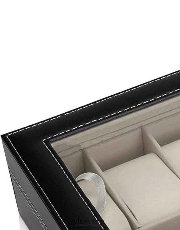 BLACK PU LEATHER WATCH ORGANIZER DISPLAY STORAGE BOX CASES