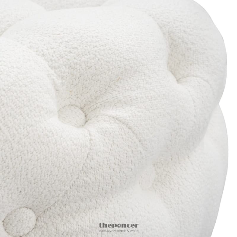 BOUCLÉ WHITE OTTOMAN-ROUND