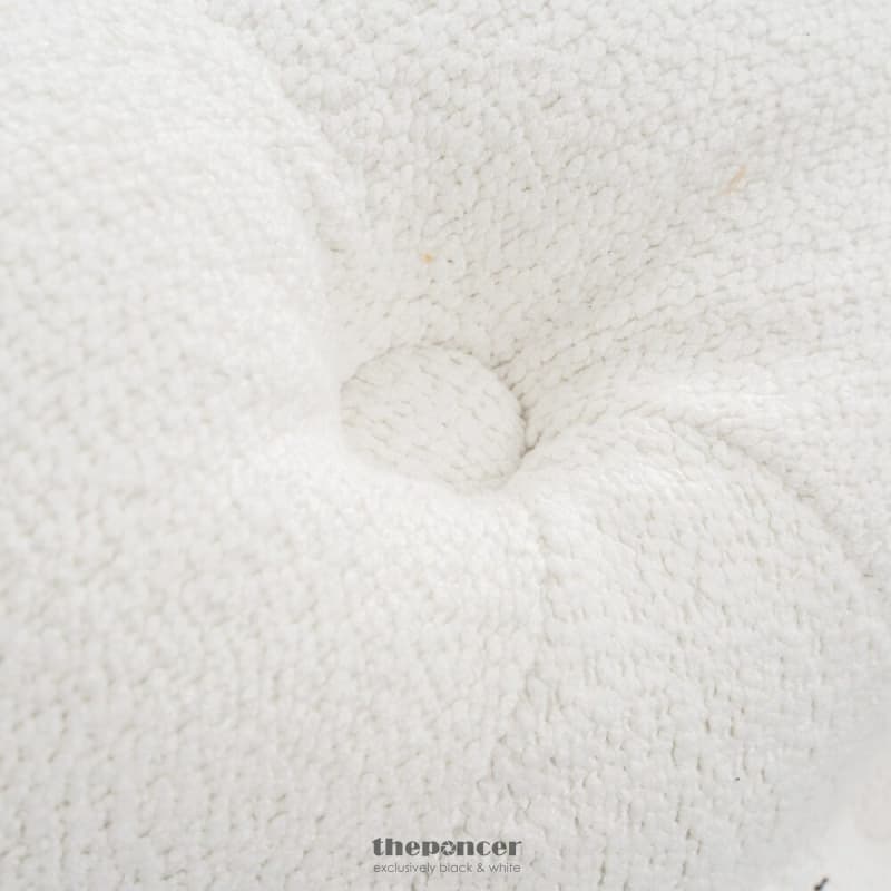 BOUCLÉ WHITE OTTOMAN-ROUND