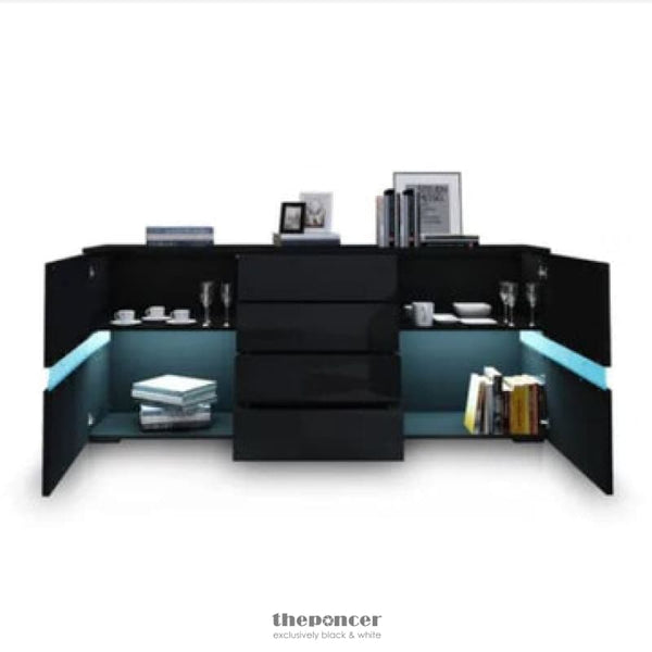 BUFFET SIDEBOARD CABINET HIGH GLOSS RGB LED STORAGE