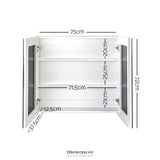 CEFITO BATHROOM MIRROR CABINET 750X720MM WHITE