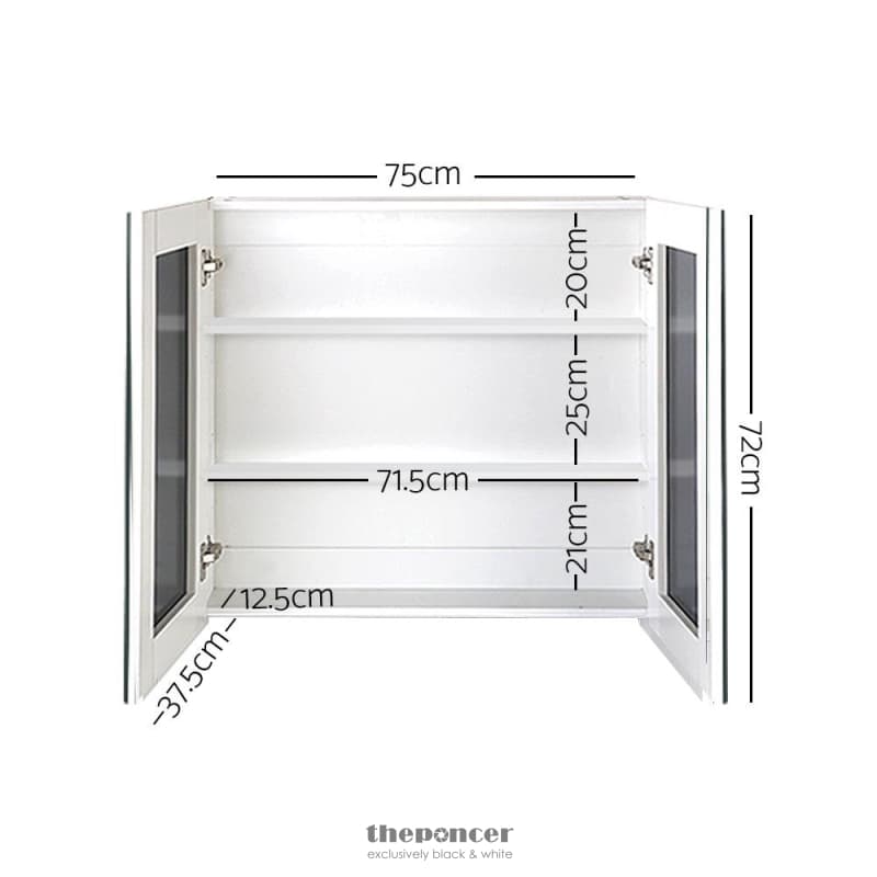 CEFITO BATHROOM MIRROR CABINET 750X720MM WHITE