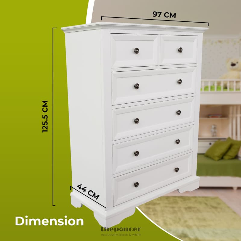 CELOSIA TALLBOY 6 CHEST OF DRAWERS SOLID ACACIA WOOD BED