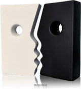 CERAMIC SET OF 2 MODERN BLACK AND WHITE VASES FOR HOME DCOR