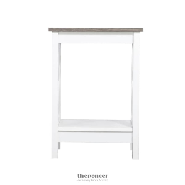 COASTAL SIDE TABLE IN WHITE AND GREY