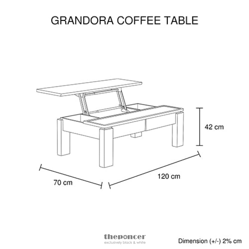 COFFEE TABLE HIGH GLOSS FINISH LIFT UP TOP MDF BLACK &