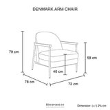 DENMARK ARM CHAIR POLYESTER FABRIC UPHOLSTERY WOODEN