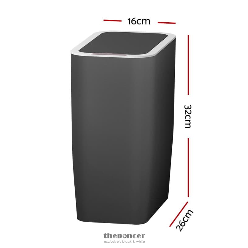 DEVANTI 9L MOTION SENSOR BIN RUBBISH AUTOMATIC ASH BLACK