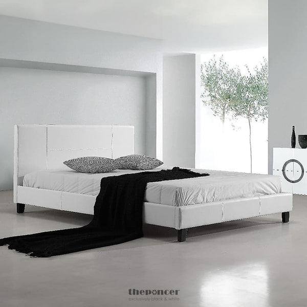 DOUBLE PU LEATHER BED FRAME WHITE