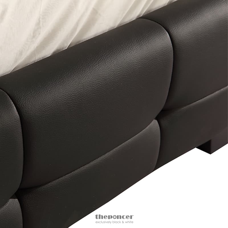 DOUBLE PU LEATHER DELUXE BED FRAME BLACK