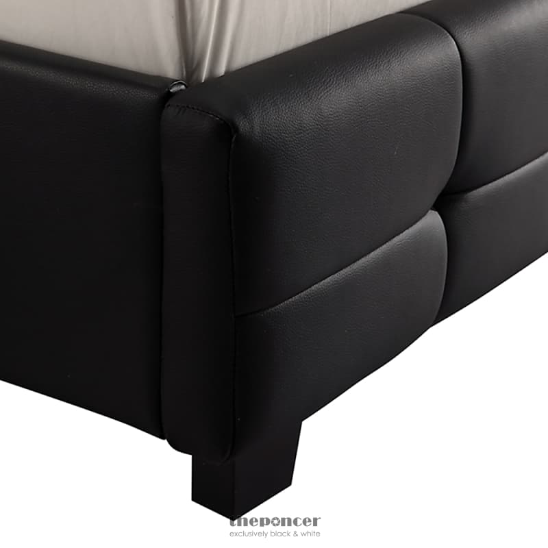 DOUBLE PU LEATHER DELUXE BED FRAME BLACK