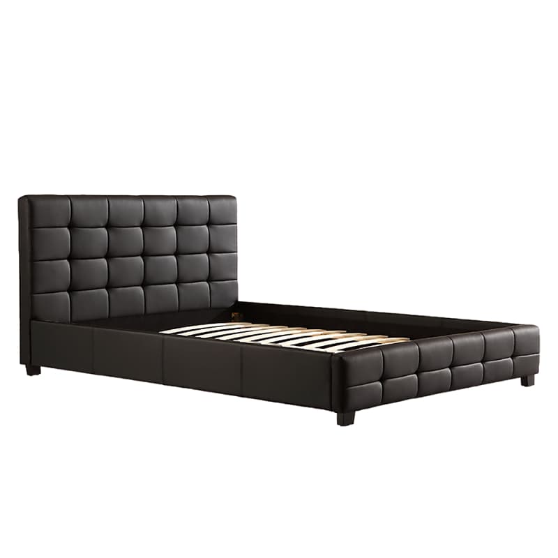 DOUBLE PU LEATHER DELUXE BED FRAME BLACK