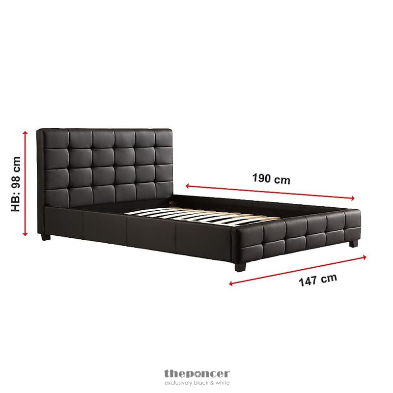 DOUBLE PU LEATHER DELUXE BED FRAME BLACK