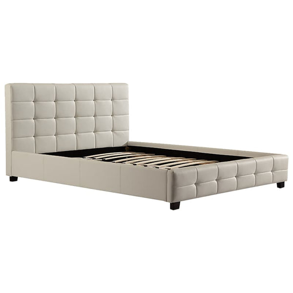 DOUBLE PU LEATHER DELUXE BED FRAME WHITE