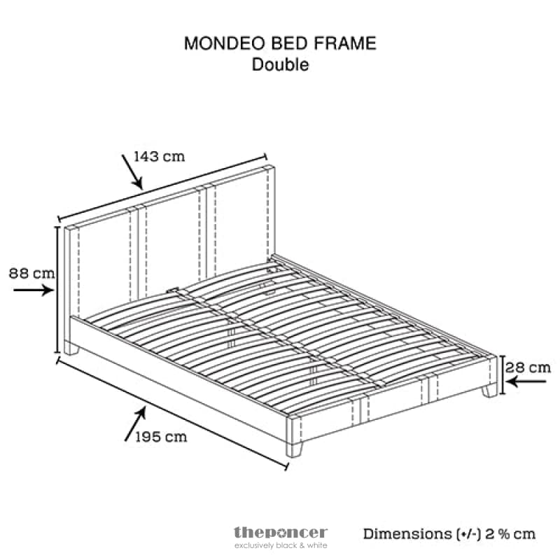 DOUBLE SIZE LEATHERATTE BED FRAME IN BLACK COLOUR