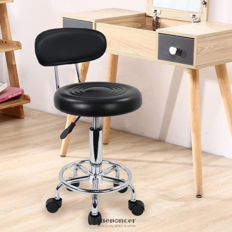 EKKIO BACKREST ROUND SALON STOOL WITH ADJUSTABLE HEIGHT