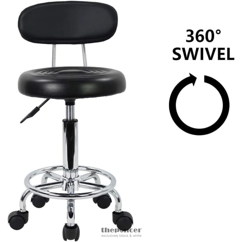 EKKIO BACKREST ROUND SALON STOOL WITH ADJUSTABLE HEIGHT