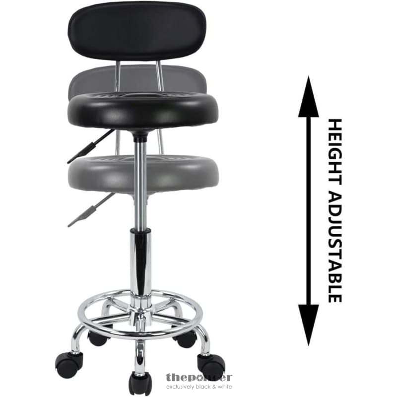 EKKIO BACKREST ROUND SALON STOOL WITH ADJUSTABLE HEIGHT