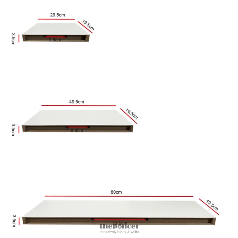 EKKIO FLOATING SHELF SET OF 3 WHITE EK-WS-101-SH