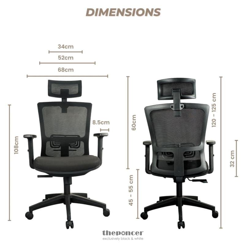 EKKIO ZORAE - OFFICE CHAIR (BLACK) EK-OC-100-SQ