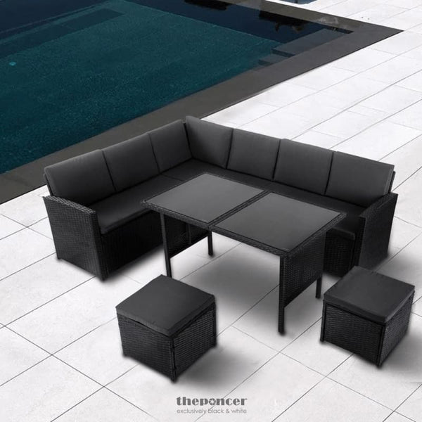 ELLA 8-SEATER MODULAR OUTDOOR GARDEN LOUNGE AND DINING SET