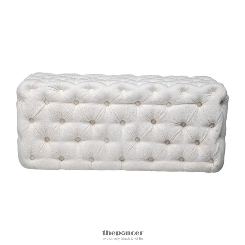 ELSA TUFTED OTTOMAN BEACH BOUCLE WHITE-RECTANGULAR