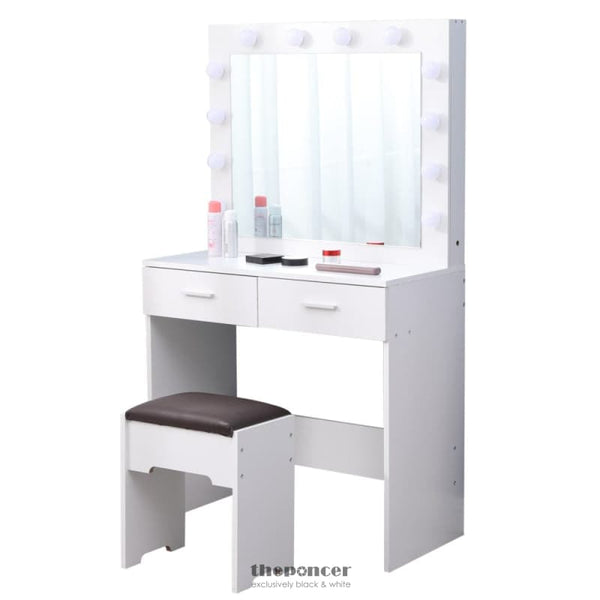 FIDEL VANITY SET WITH CUSHIONED STOOL AND LIGHTED MIRROR-