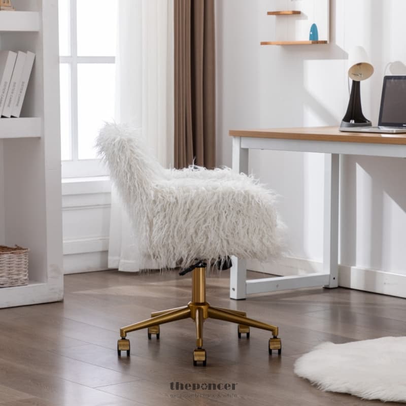 FLUFFY OFFICE CHAIR FAUX FUR MODERN SWIVEL DESK CHAIR