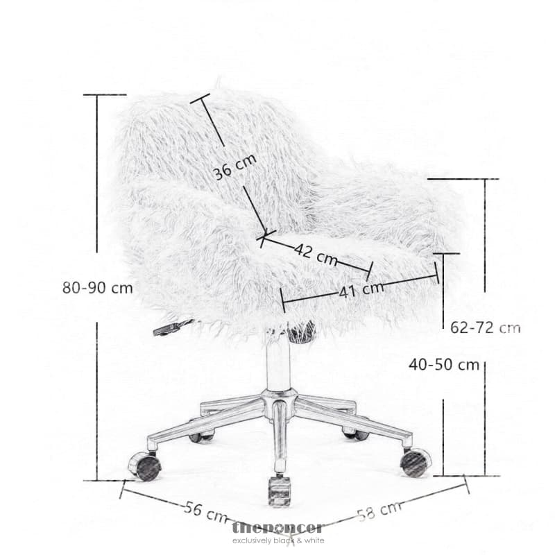 FLUFFY OFFICE CHAIR FAUX FUR MODERN SWIVEL DESK CHAIR