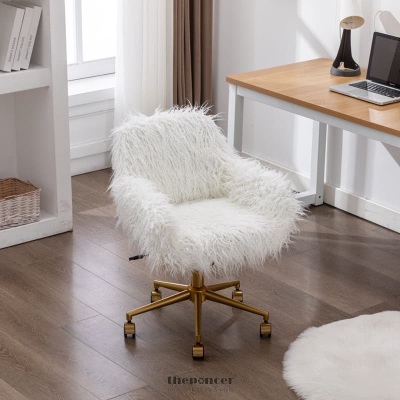 FLUFFY OFFICE CHAIR FAUX FUR MODERN SWIVEL DESK CHAIR