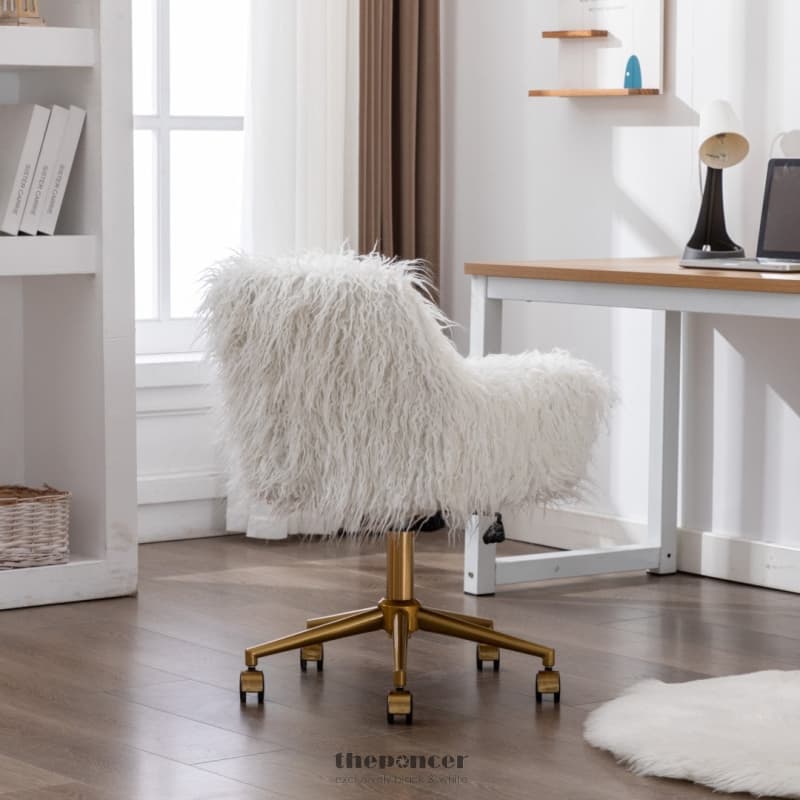 FLUFFY OFFICE CHAIR FAUX FUR MODERN SWIVEL DESK CHAIR