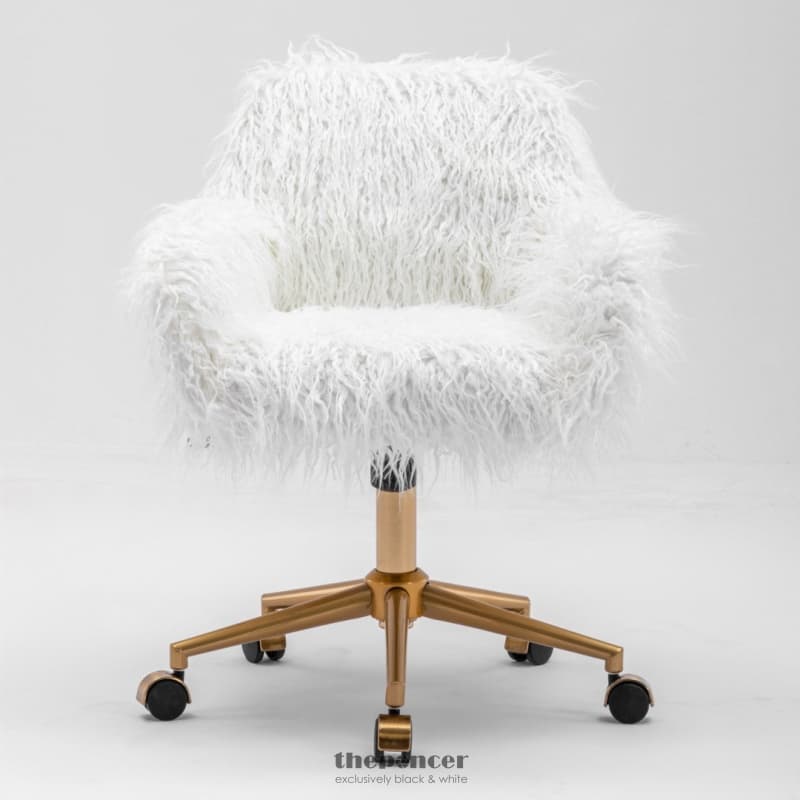 FLUFFY OFFICE CHAIR FAUX FUR MODERN SWIVEL DESK CHAIR