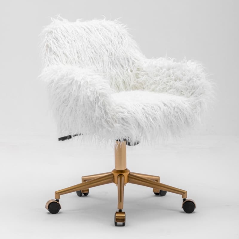 FLUFFY OFFICE CHAIR FAUX FUR MODERN SWIVEL DESK CHAIR