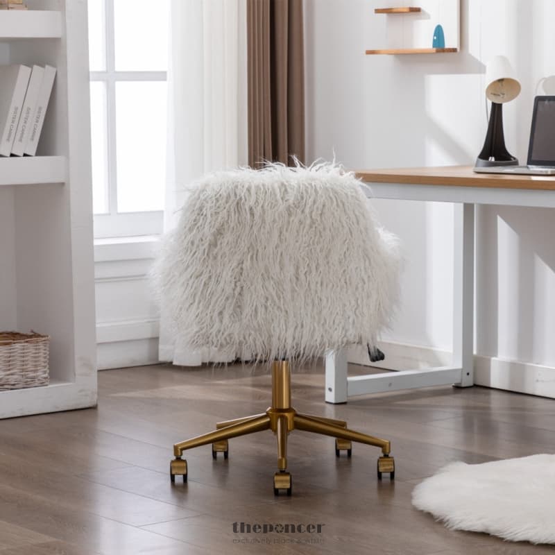 FLUFFY OFFICE CHAIR FAUX FUR MODERN SWIVEL DESK CHAIR