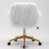 FLUFFY OFFICE CHAIR FAUX FUR MODERN SWIVEL DESK CHAIR