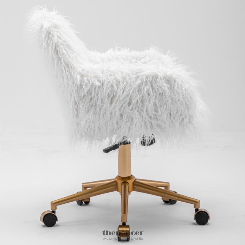 FLUFFY OFFICE CHAIR FAUX FUR MODERN SWIVEL DESK CHAIR