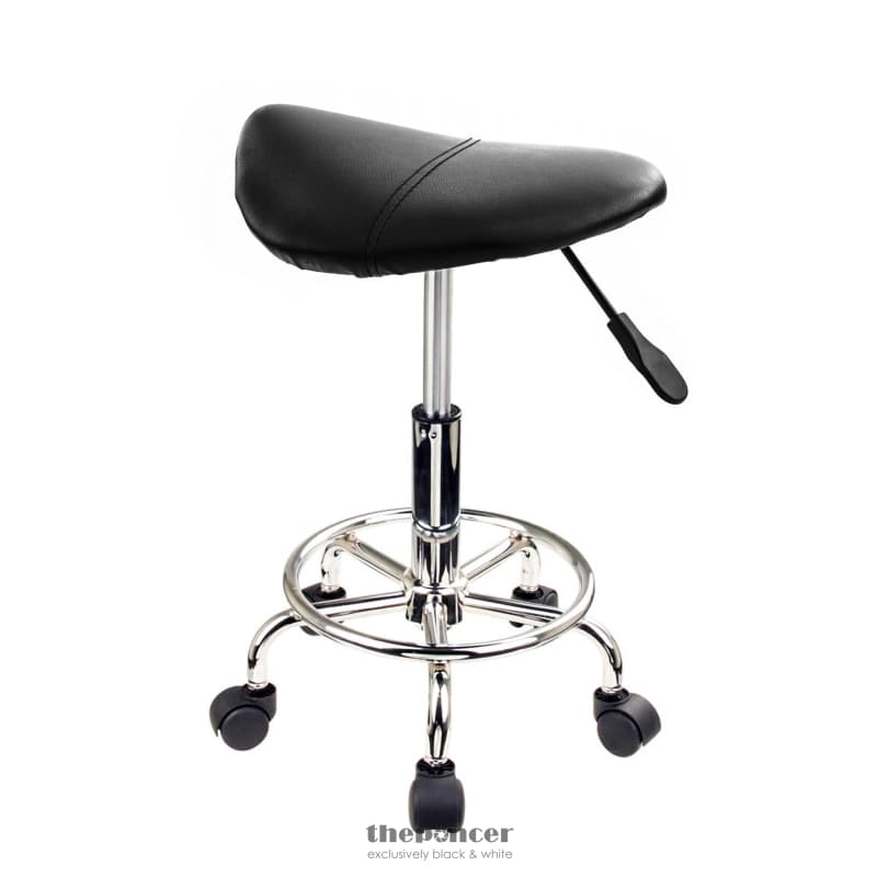 FOREVER BEAUTY BLACK SALON BARBER STOOL SWIVEL SADDLE TYPE